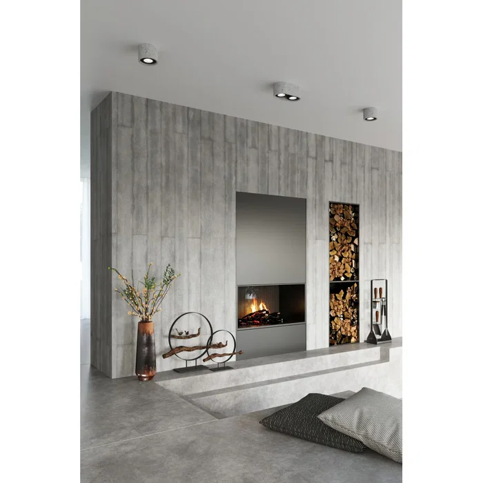Lampe de plafond Basic grise en ciment