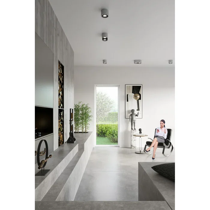 Lampe de plafond Basic grise en ciment