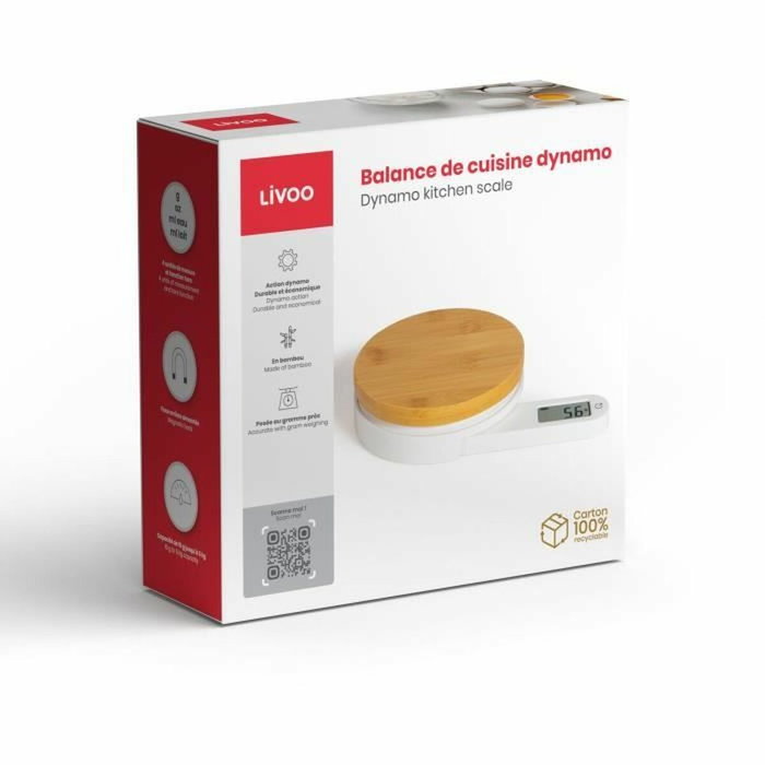 Livoo Balance de cuisine dynamo DOM466 avec plateau en bambou Livoo Balance de cuisine dynamo DOM466 avec plateau en bambou
