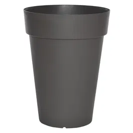 Riviera Pot de fleurs Soleilla Rond en polypropylène, diamètre 39 cm hauteur 52 cm gris pailleté 38 litres, pour jardin et terrasse