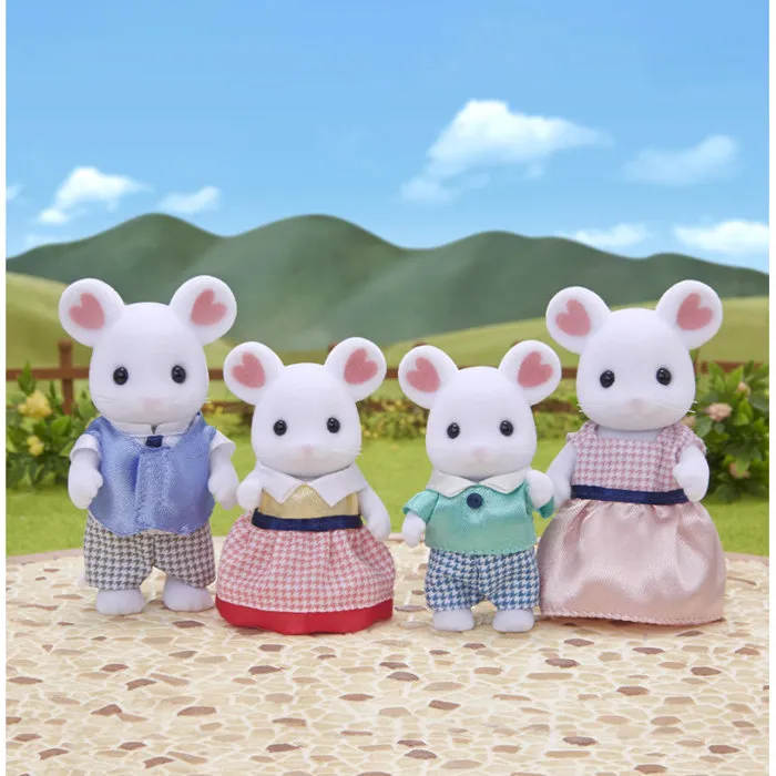 Sylvanian Families Figurine Famille Souris Marshmallow, Articulée et Habillée