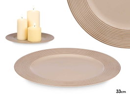 GIFTDECOR Porte-bougies cercles taupe vieilli 33cm