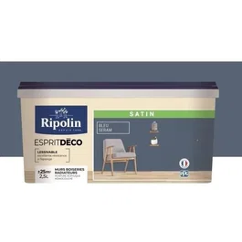 Ripolin Peinture Mur Intérieur Satin Ultra Couvrante 2.5L (rendement 25 m2) - Bleu Seram - Pour Cuisine, Salon, Chambre