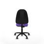 Chaise de bureau Algarra avec mécanisme de contact permanent de base, rembourrée de tissu couleur lilas. Équipée d'une base en polyamide noir, sans accoudoirs et de roulettes pour parquet