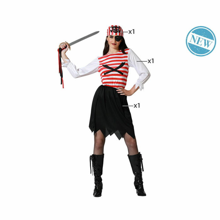 Atosa Déguisement Pirate Boucanière Femme Adulte Rouge M-L Atosa Déguisement Pirate Boucanière Femme Adulte Rouge M-L