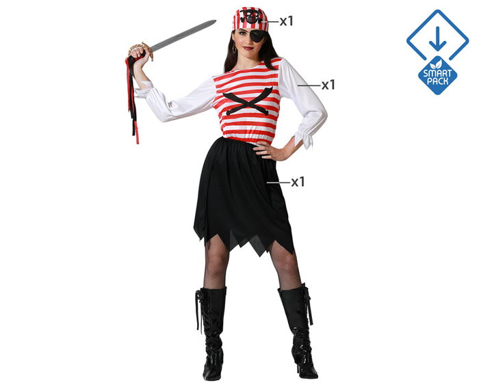 Déguisement Pirate Bucanera Femme Adulte Rouge Taille M-L - Costume Carnaval Déguisement Pirate Bucanera Femme Adulte Rouge Taille M-L - Costume Carnaval