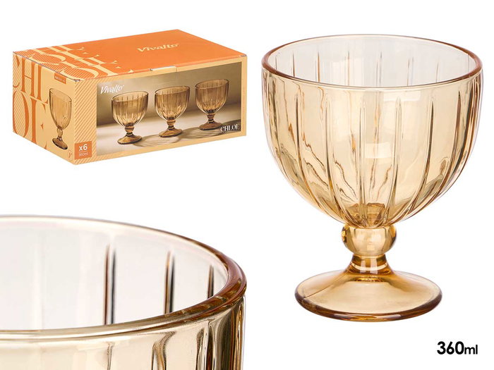 Vivalto Copa Helado Rayas Ambar 360 ml en Verre 10x12x10cm (Set de 24) Vivalto Copa Helado Rayas Ambar 360 ml en Verre 10x12x10cm (Set de 24)