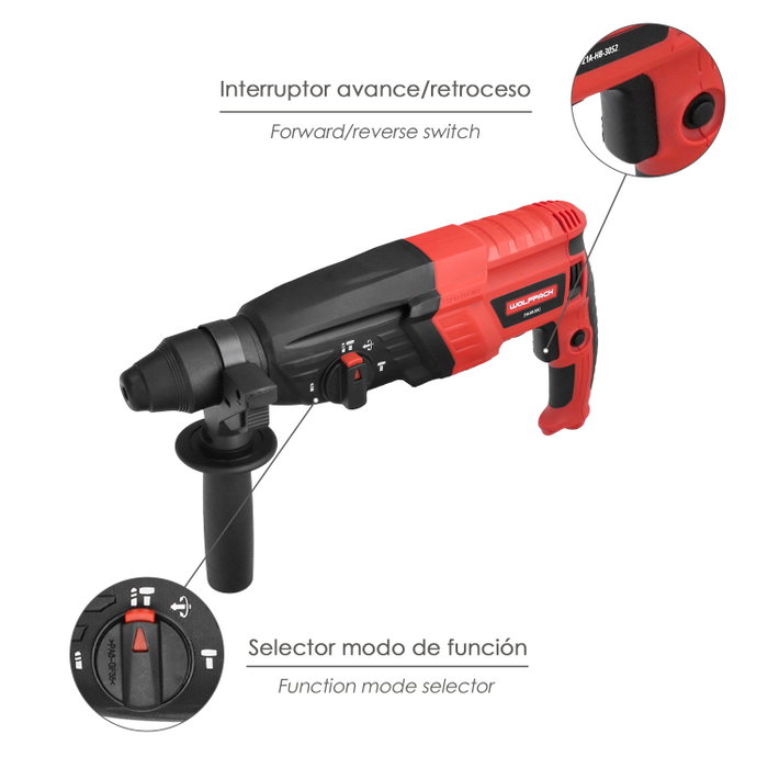 WOLFPACK LINEA PROFESIONAL Marteau Perforateur SDS PLUS 900W avec Accessoires et Mallette