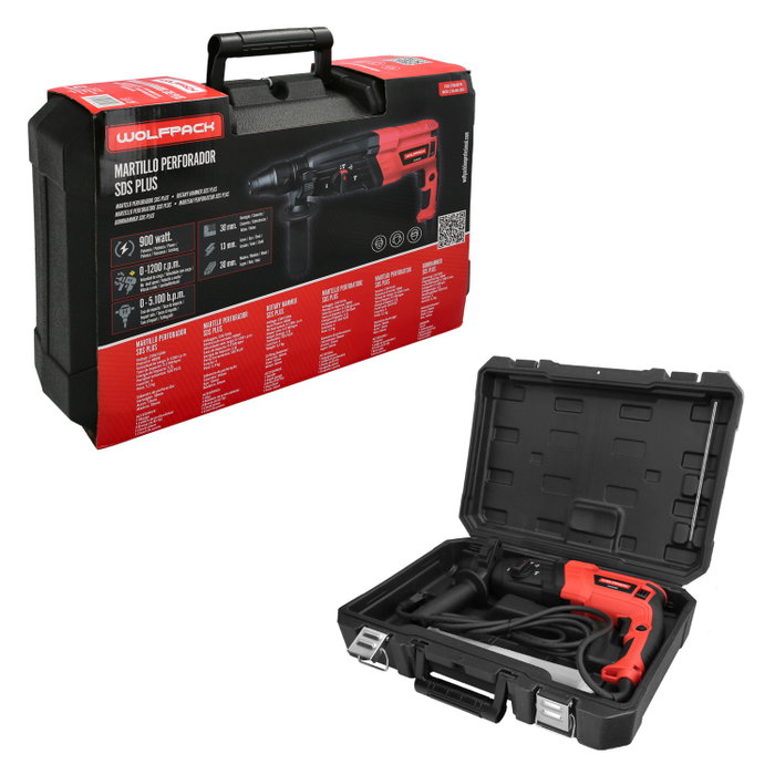 WOLFPACK LINEA PROFESIONAL Marteau Perforateur SDS PLUS 900W avec Accessoires et Mallette