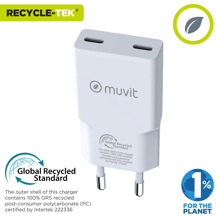 Chargeur de voiture Muvit for Change HC-263C Blanc 30 W