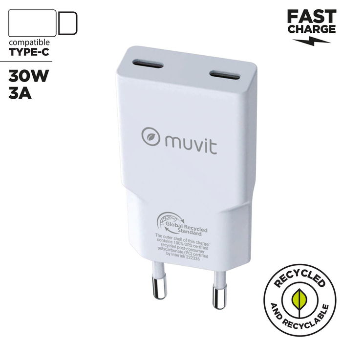 Chargeur de voiture Muvit for Change HC-263C Blanc 30 W