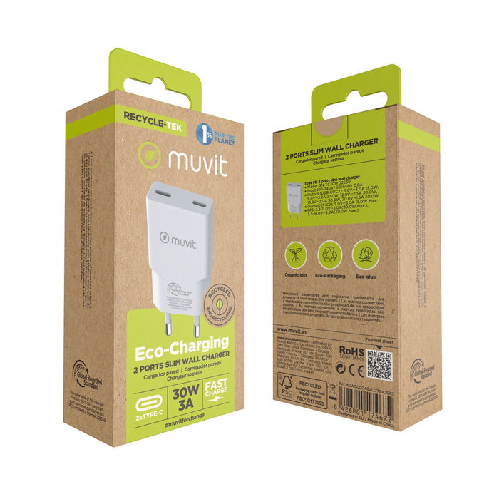 Chargeur de voiture Muvit for Change HC-263C Blanc 30 W