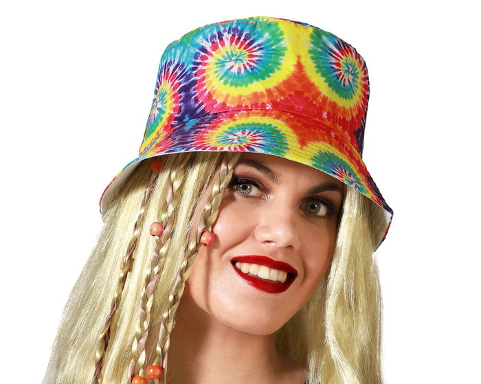 Sombrero Hippie Multicolore Style Années 70 avec Design Tie Dye Sombrero Hippie Multicolore Style Années 70 avec Design Tie Dye