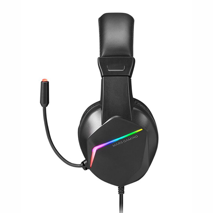 Mars Gaming MH122 Casque Gaming FRGB avec Micro, Réduction de Bruit Passive, Son Hi-Fi, Ultraléger, Jack 3.5mm + USB, Noir