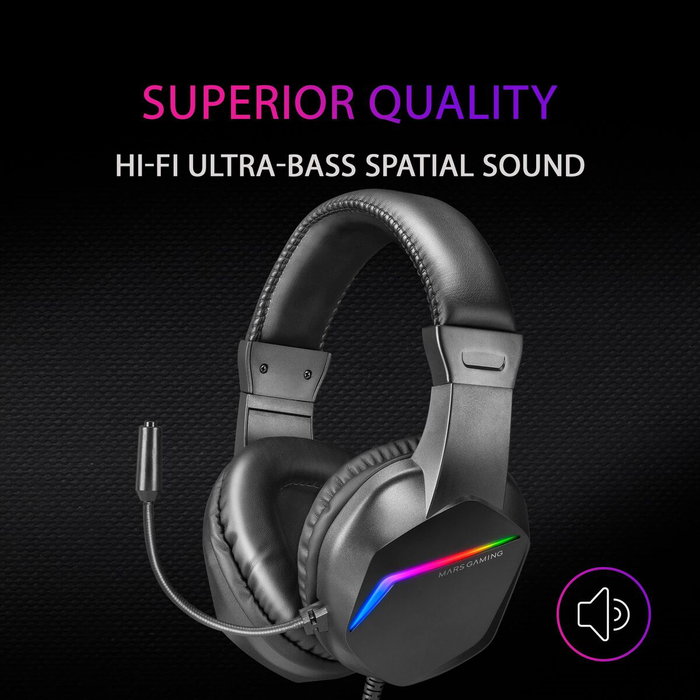 Casque avec Microphone Gaming Mars Gaming MH122 Noir Casque avec Microphone Gaming Mars Gaming MH122 Noir