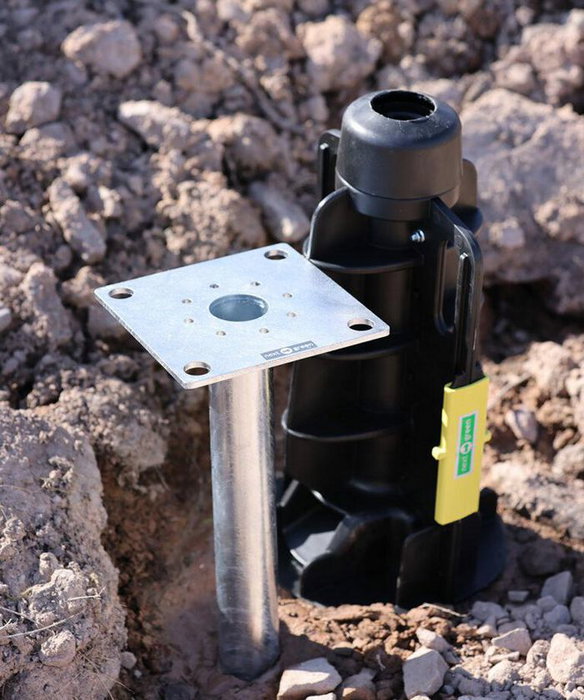 Next Green Pieu d'ancrage au sol GP60 - 160 Combo, pour fondations Ø 60 mm et empreinte CC-160 mm, en acier galvanisé robuste Next Green Pieu d'ancrage au sol GP60 - 160 Combo, pour fondations Ø 60 mm et empreinte CC-160 mm, en acier galvanisé robuste