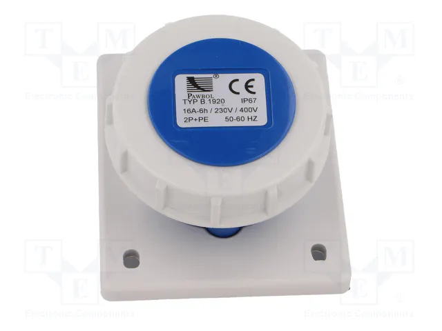 PAWBOL Connecteur d'alimentation AC socle femelle 16A 400V AC 6H IP67 PAWBOL Connecteur d'alimentation AC socle femelle 16A 400V AC 6H IP67