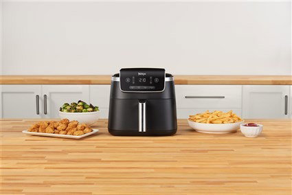 Ninja AF140EU Friteuse Air 4-en-1 sans Huile, 4.7L, 2000W, 6 Programmes (Frire, Rôtir, Réchauffer, Déshydrater), Casserole Antiadhésive et Lavable au Lave-vaisselle