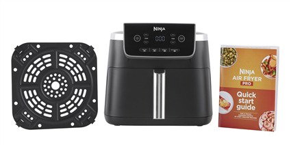 Ninja AF140EU Friteuse Air 4-en-1 sans Huile, 4.7L, 2000W, 6 Programmes (Frire, Rôtir, Réchauffer, Déshydrater), Casserole Antiadhésive et Lavable au Lave-vaisselle