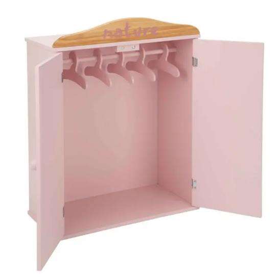 Muñecas Arias Armario Nature - Armoire pour enfant 40x20.50x54.5 cm avec 5 cintres - À monter Muñecas Arias Armario Nature - Armoire pour enfant 40x20.50x54.5 cm avec 5 cintres - À monter