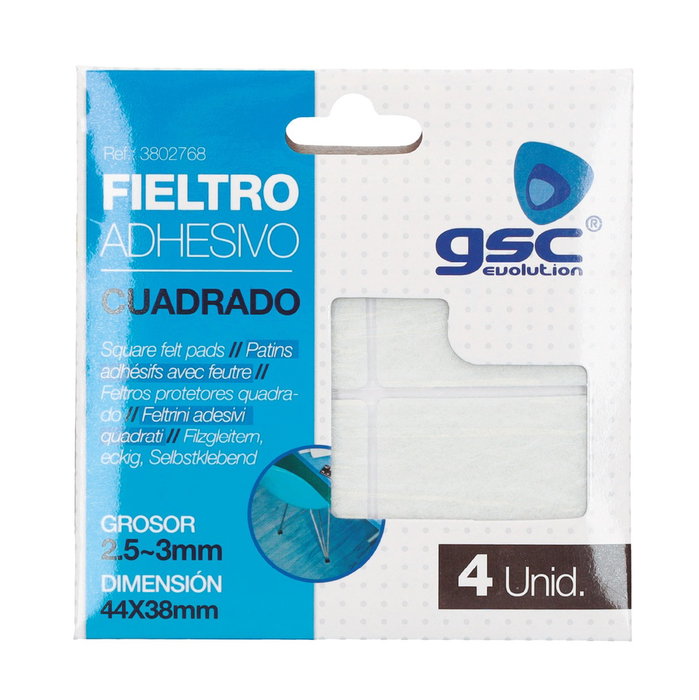 GSC Evolution Set de 4 feutres adhésifs carrés 44x38mm - Blanco