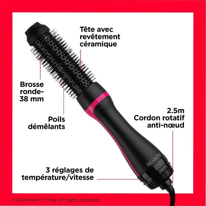 Revlon One Step Style Booster RVDR5292E Brosse séchante et coiffante ronde 38 mm, 3 températures, 1200 W, séchage sans abîmer les cheveux