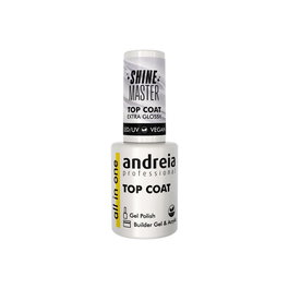 Andreia All In One Shine Master Top Coat - Vernis Durcisseur Extra Brillant Vegan 10,5 ml - LED/UV, Autonivelant, Résistant aux Rayures