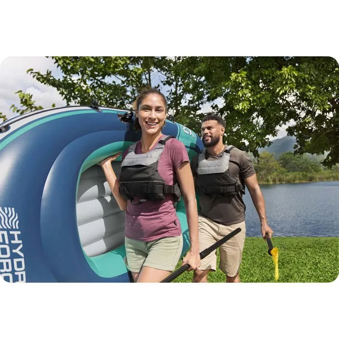 Bestway - Bateau gonflable Hydro-Force Trek X2 (Modèle 61153) - 232 x 118 cm - En PVC résistant - Capacité 2 personnes / 250 kg - Avec rames et pompe