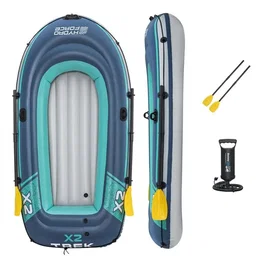 Bestway - Bateau gonflable Hydro-Force Trek X2 (Modèle 61153) - 232 x 118 cm - En PVC résistant - Capacité 2 personnes / 250 kg - Avec rames et pompe