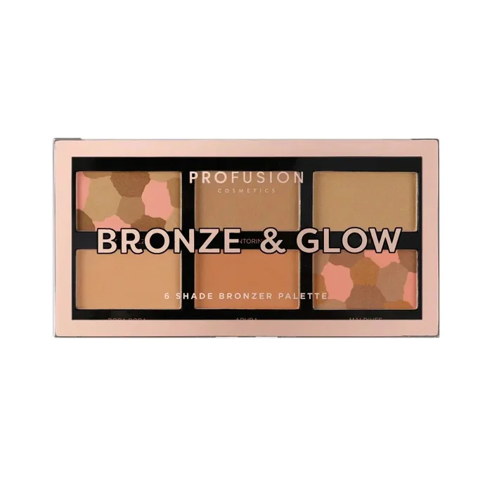 Profusion Cosmetics Bronze & Glow Matte & Contouring, Palette de fards à joues et d'enlumineurs Profusion Cosmetics Bronze & Glow Matte & Contouring, Palette de fards à joues et d'enlumineurs