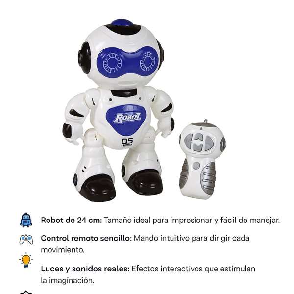 JugaToys Robot télécommandé 24 cm avec lumières et sons JugaToys Robot télécommandé 24 cm avec lumières et sons