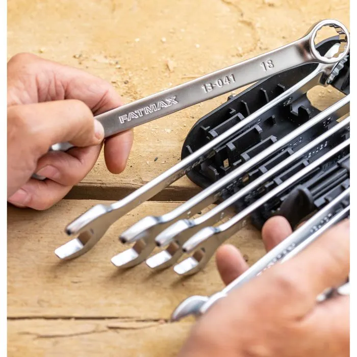 Stanley FATMAX FMMT82848-0 - Jeu de 7 clés mixtes à cliquet réversibles (8 à 19 mm) en acier chromé pour bricolage et mécanique