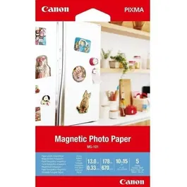 Canon MG-101 Papier photo magnétique A6 - 5 Feuilles - 670g/m² - Pour décorations et présentoirs interactifs
