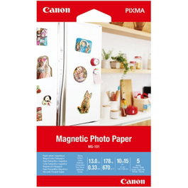 Canon MG-101 3634C002 Papier Photo Magnétique A4 10x15 cm 5 Feuilles pour Impressions Créatives