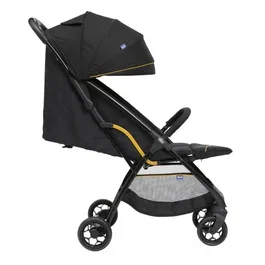 Chicco Glee Poussette 4 roues noire pour ville, léger et pliable, assise large - Poussette compacte