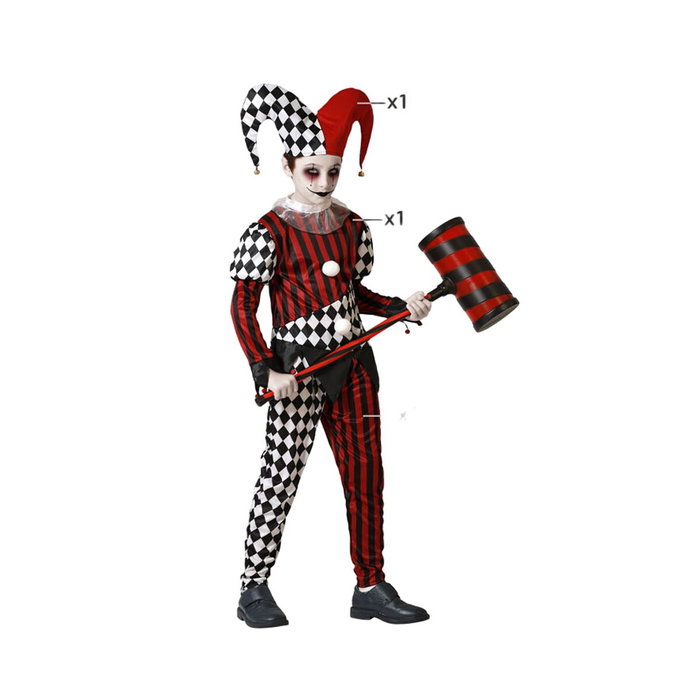 BigBuy Carnival Déguisement Arlequin pour Enfant avec Bonnet Rouge et Noir BigBuy Carnival Déguisement Arlequin pour Enfant avec Bonnet Rouge et Noir