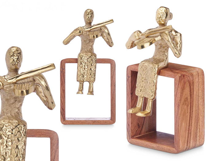 Giftdecor Figurine Métal Violon Doré avec Support Bois 13x27x13 cm (Set de 6) Giftdecor Figurine Métal Violon Doré avec Support Bois 13x27x13 cm (Set de 6)