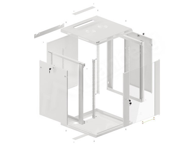 Lanberg Armoire rack mural WF01 15U 600x600 Gris