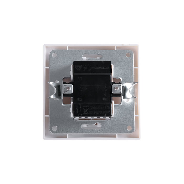 Commutateur Double 10A 250V Encastré Blanc avec Cadre et Mécanisme Commutateur Double 10A 250V Encastré Blanc avec Cadre et Mécanisme