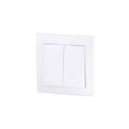 Interrupteur Double 10A 250V Blanc avec cadre et mécanisme