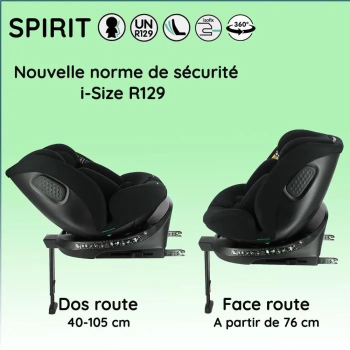 Nania Siège auto SPIRIT R129 i-Size pivotant 360° Groupe 0/1/2/3 avec Isofix et jambe de force - 40-150 cm (de la naissance à environ 12 ans) Nania Siège auto SPIRIT R129 i-Size pivotant 360° Groupe 0/1/2/3 avec Isofix et jambe de force - 40-150 cm (de la naissance à environ 12 ans)
