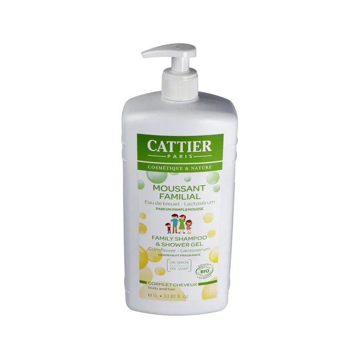 Cattier Gel de douche et shampooing moussant familial 1l Cattier Gel de douche et shampooing moussant familial 1l