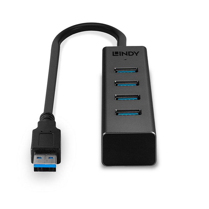 Lindy Hub USB 3.0 4 Ports Type A SuperSpeed, Alimentation par Bus, Transfert Jusqu'à 5 Gbit/s, Compatible USB 2.0/1.1, Compact et Plug & Play