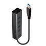 Lindy Hub USB 3.0 4 Ports Type A SuperSpeed, Alimentation par Bus, Transfert Jusqu'à 5 Gbit/s, Compatible USB 2.0/1.1, Compact et Plug & Play