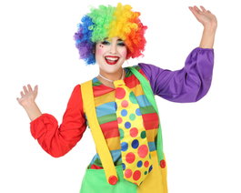 Atosa Cravate de costume comique multicolore avec motif clown - 60 cm