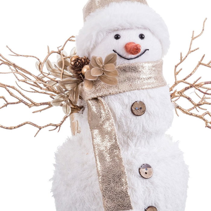 BigBuy Home Décorations de Noël Bonhomme de Neige Blanc Or 24 x 16 x 28 cm BigBuy Home Décorations de Noël Bonhomme de Neige Blanc Or 24 x 16 x 28 cm