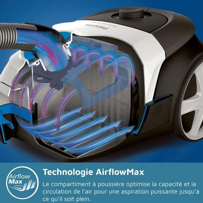 Philips XD5123/10 Aspirateur Traîneau avec Sac - Série 5000, 900 W, 77 dB, Noir Intense, Filtre Anti-Allergène H13, Accessoires inclus Philips XD5123/10 Aspirateur Traîneau avec Sac - Série 5000, 900 W, 77 dB, Noir Intense, Filtre Anti-Allergène H13, Accessoires inclus