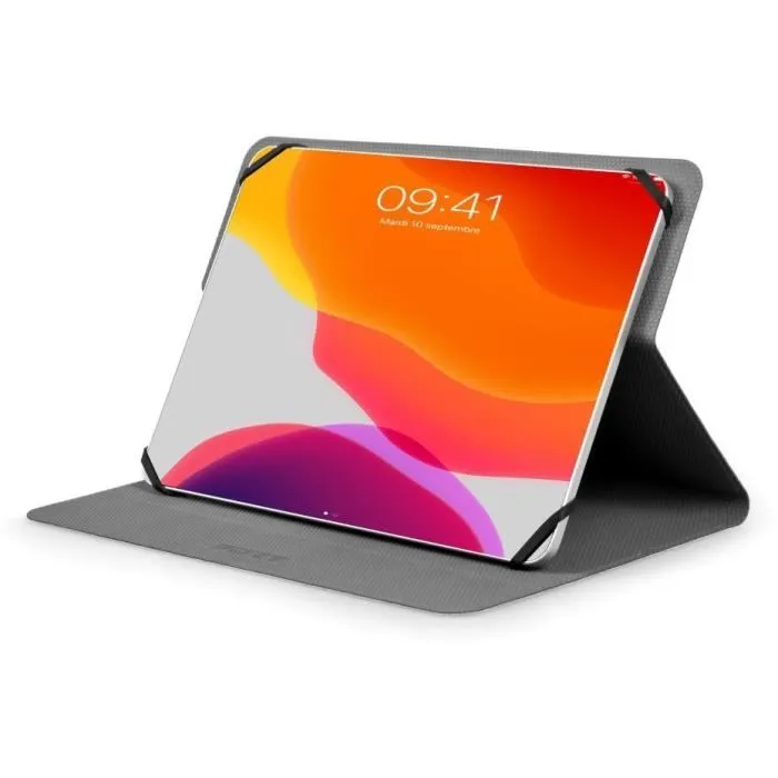 Port Designs Folio universel NOUMEA II 201326 pour tablettes 9 à 11 pouces avec système d'élastique universel SEU - Gris