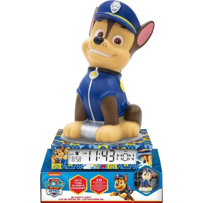 Kids Licensing Réveil figurine 3D Paw Patrol - PW19972, Veilleuse et alarme avec lumière douce pour chambre d'enfant Kids Licensing Réveil figurine 3D Paw Patrol - PW19972, Veilleuse et alarme avec lumière douce pour chambre d'enfant
