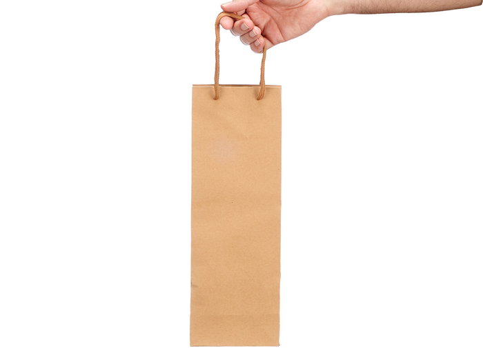 KINVARA Sac à vin Kraft carré lisse Marron